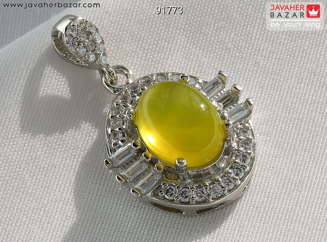 گردنبند نقره عقیق زرد طرح نگار [شرف الشمس]
